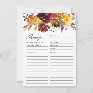 De Remerciements Burgundy Burnt Orange Floral Recette Pour Carte Ma