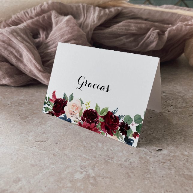 De Remerciements Calligraphie d'automne Carte Gracias Mariage pliée (Créateur téléchargé)