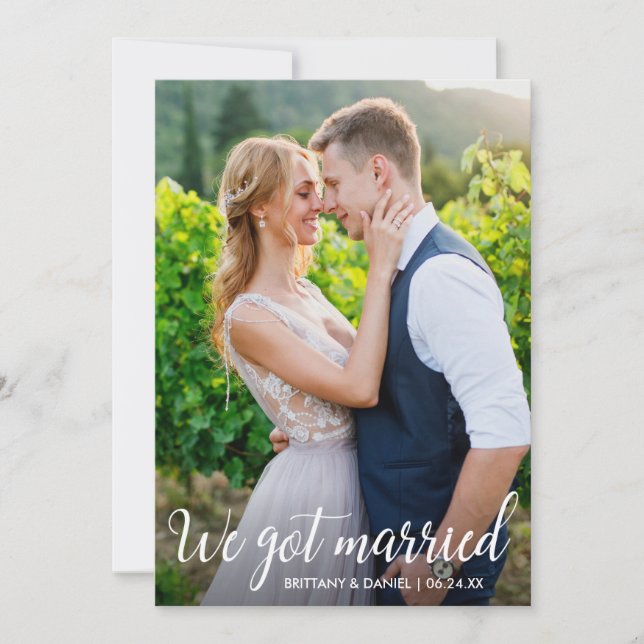 De Remerciements Calligraphie Nous Nous Sommes Mariés Mariage Carte (Devant)