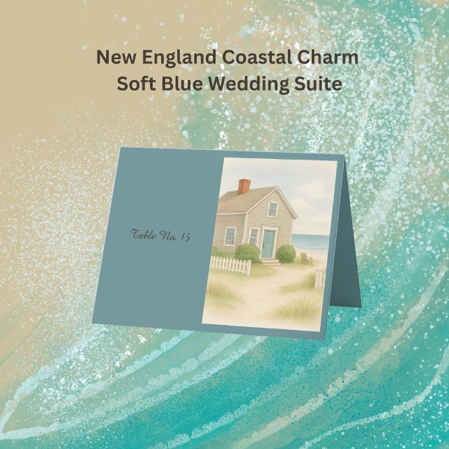 De Remerciements Cape Cod Coastal Bleu doux Mariage Carte Place (Créateur téléchargé)
