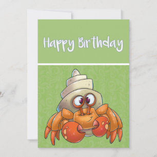 De Remerciements Caricature mignonne Crabe Hermite Carte d'annivers