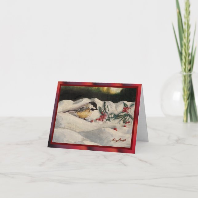 De Remerciements Carol la mésange avec du gui : Carte blanche (Devant)