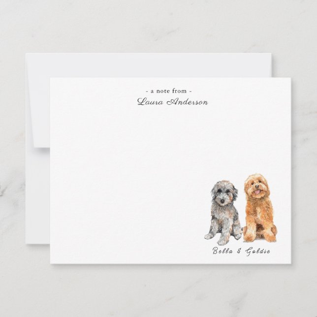 De Remerciements Carte à billet plat Cute Grey & Golden Doodle (Devant)