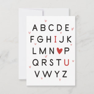 De Remerciements Carte ABC Alphabet I Love You