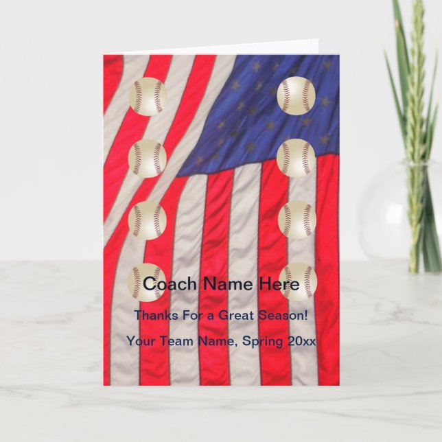 De Remerciements Carte American Flag Baseball Card for Coach Blank  (Devant)