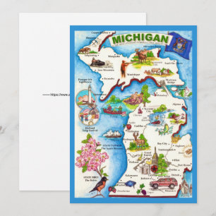 De Remerciements Carte ancienne du Michigan 5x7 Grande Carte Postal