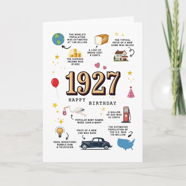 De Remerciements Carte Anniversaire 1927 Pour Grand-Père (Devant)