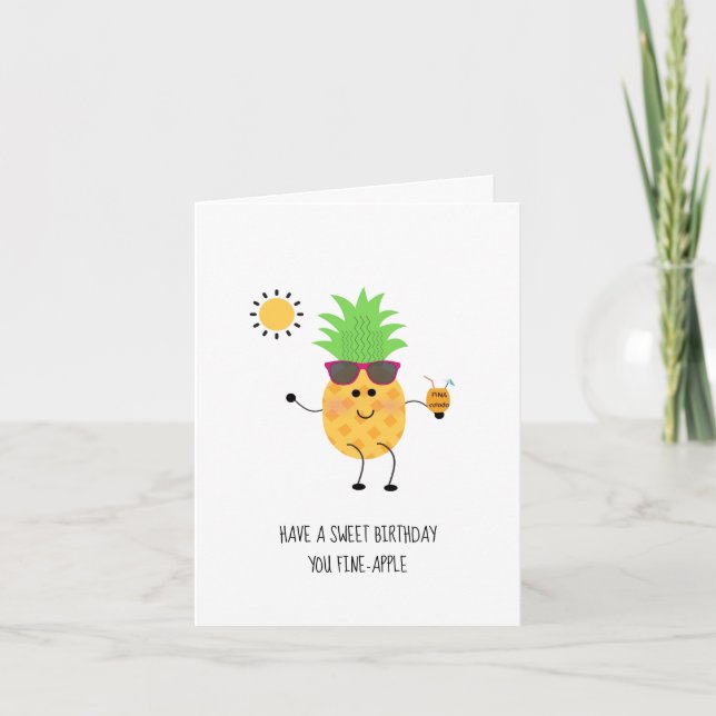 De Remerciements Carte Anniversaire Anniversaire Ananas - Carte Pla (Devant)
