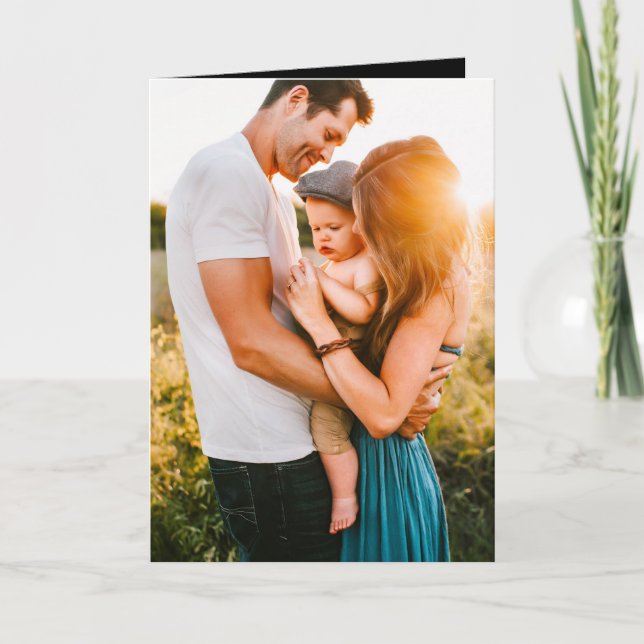 De Remerciements Carte Anniversaire Plié Photo & Texte (Devant)