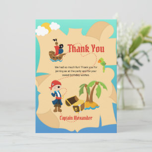 De Remerciements Carte au trésor personnalisée pour garçon pirate a