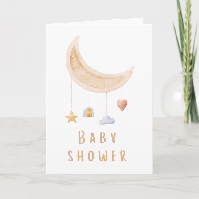 De Remerciements Carte baby shower avec Crescent Moon Mobile (Devant)