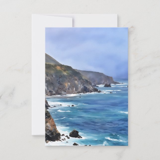 De Remerciements Carte Big Sur Ocean Cliff Sea Art Flat Note (Devant)