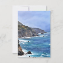 Carte Big Sur Ocean Cliff Sea Art Flat Note