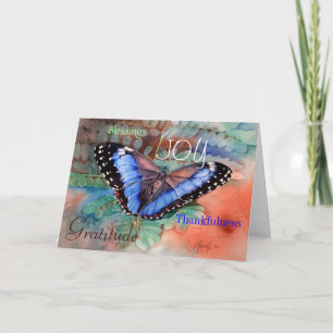 De Remerciements Carte bleue morpho watercolor