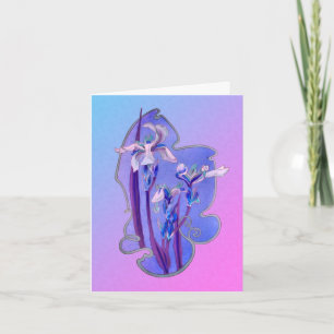De Remerciements Carte Blue Iris Floral Art Note