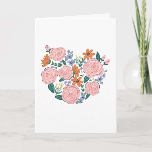 De Remerciements Carte cardiaque florale (Devant)