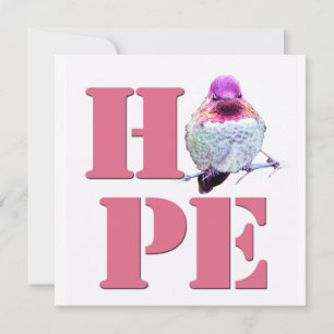 De Remerciements Carte Carré photo HOPE Pink Anna's Hummingbird