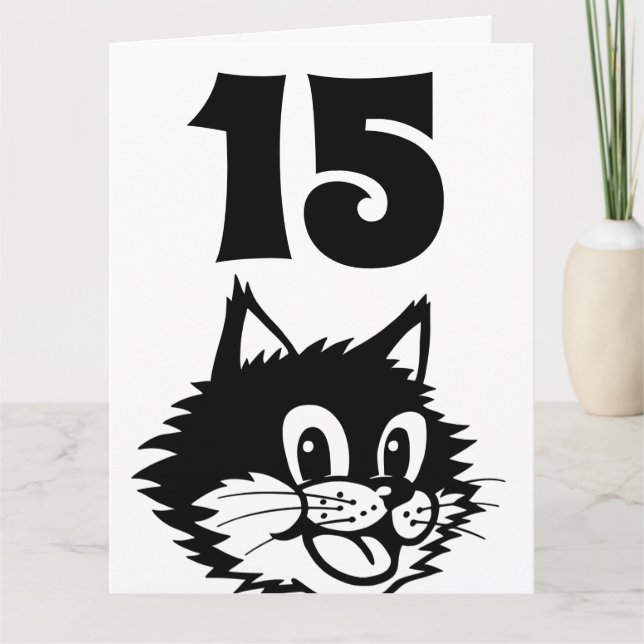 DE REMERCIEMENTS CARTE CHAT D'ANNIVERSAIRE 15 ANS (Devant)
