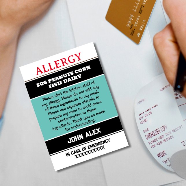 De Remerciements Carte chef d'alerte d'allergie personnalisée (Créateur téléchargé)