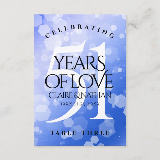 De Remerciements Carte Chic 51st Sapphire Mariage Anniversaire (Devant)