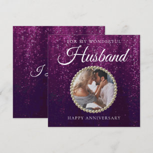 De Remerciements Carte Chic Purple Photo Mari Mariage Anniversaire