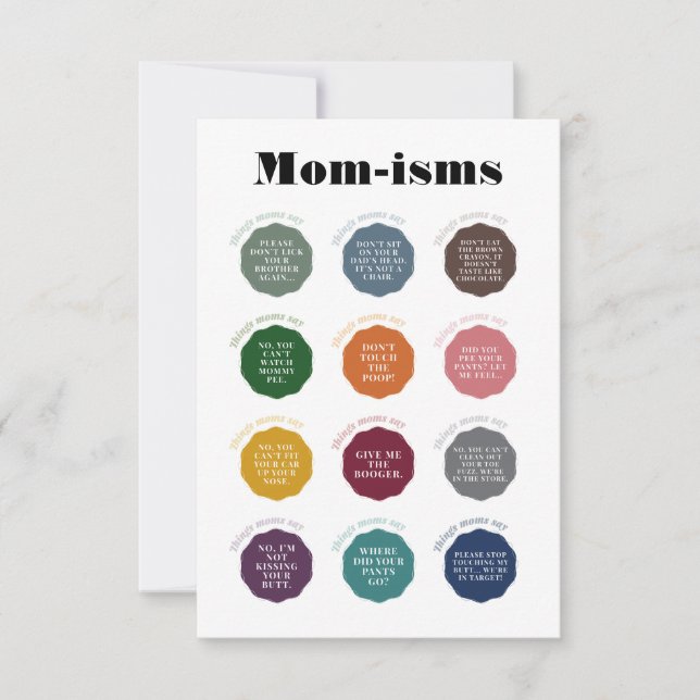 De Remerciements Carte Choses que les mamans disent (Devant)