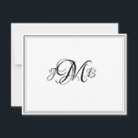 De Remerciements Carte classique Monogram Flourish Script Note<br><div class="desc">Classic,  élégant,  professionnel Black & white Flourish Script monogrammed carte de remerciements plat. parfait pour la correspondance d'affaires. Il s'agit de cartes à billets plats. Si vous voulez les cartes pliées,  allez au bas de la page où il est dit "Transférer cette conception" et sélectionnez cartes de remerciements pliées.</div>