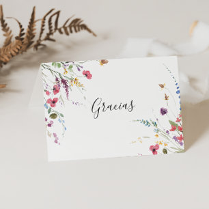De Remerciements Carte classique Wild Colorful Mariage plié Gracias