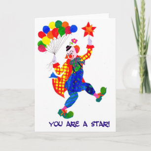 De Remerciements Carte clown 'You are a star'