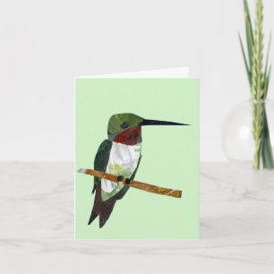 De Remerciements Carte Colibri vert clair