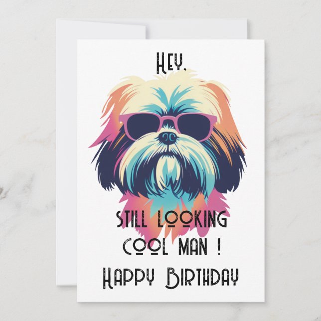 De Remerciements Carte cool Summer Shih Tzu Happy B-day (Devant)