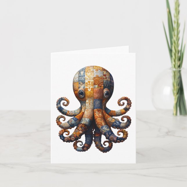 De Remerciements Carte d'accueil Octopus Patchwork (Devant)