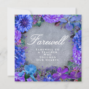 De Remerciements Carte d'adieu élégante pour enseignant aux fleurs