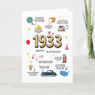 De Remerciements Carte d'anniversaire 1933 pour papa ou maman