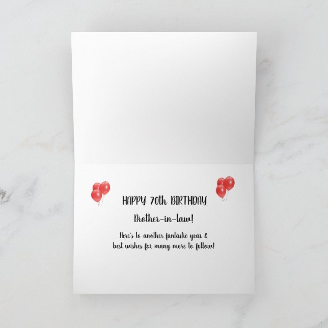 De Remerciements Carte d'anniversaire 70th Brother-in-law (Intérieur)
