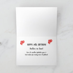 De Remerciements Carte d'anniversaire 70th Brother-in-law