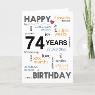 De Remerciements Carte d'anniversaire 74e