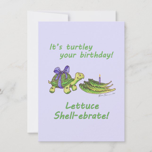 De Remerciements Carte d'anniversaire à la tortue avec laitue et bo (Devant)