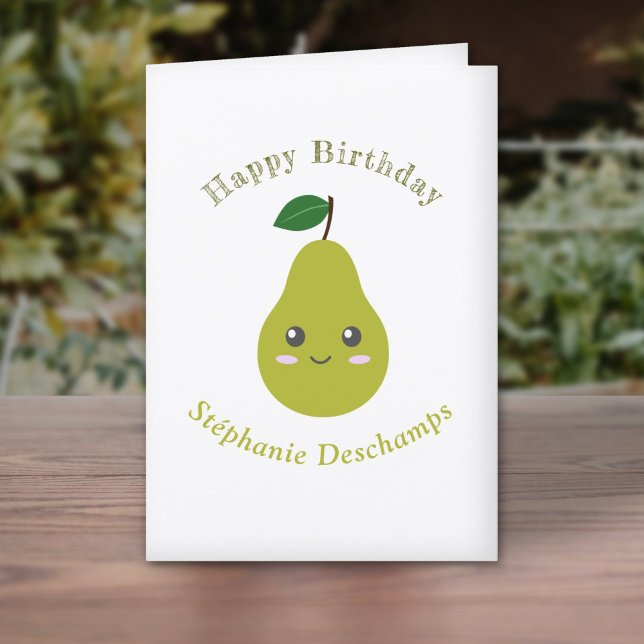 De Remerciements Carte d'anniversaire à l'oreille (Cute Pear Birthday Card )
