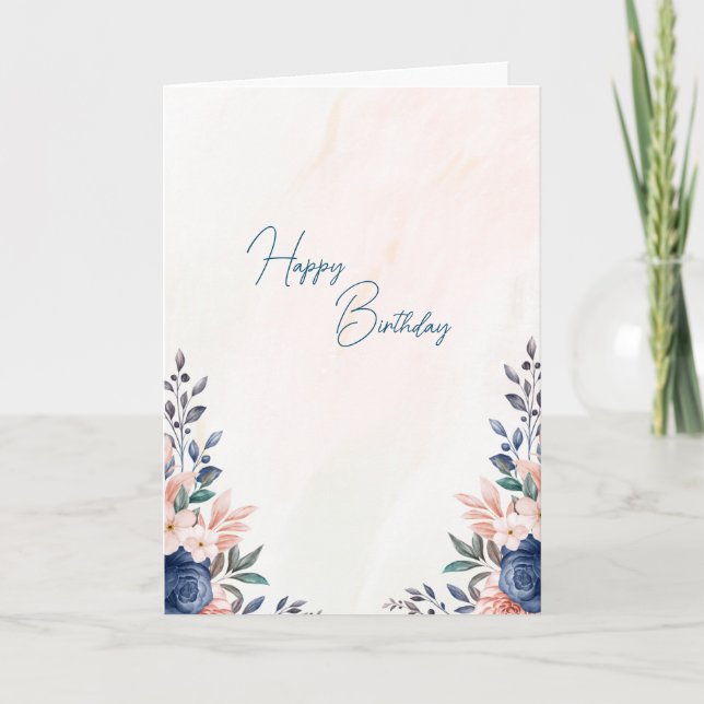 De Remerciements Carte d'anniversaire à thème Fleurs bleues (Devant)