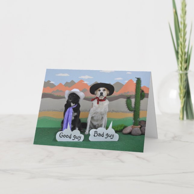 De Remerciements Carte d'anniversaire à tout homme, 2 chiens en cas (Devant)