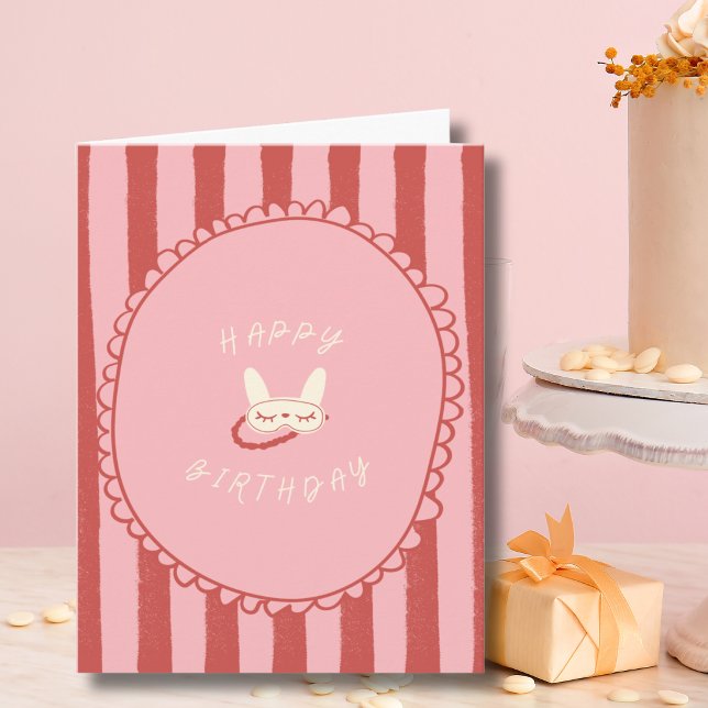 De Remerciements carte d'anniversaire adolescente soirée pyjama (sleepover slumber birthday party girl teen vintage modern happy birthday card digital )