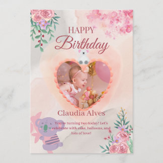 De Remerciements Carte d'anniversaire adorable koala et fille pour