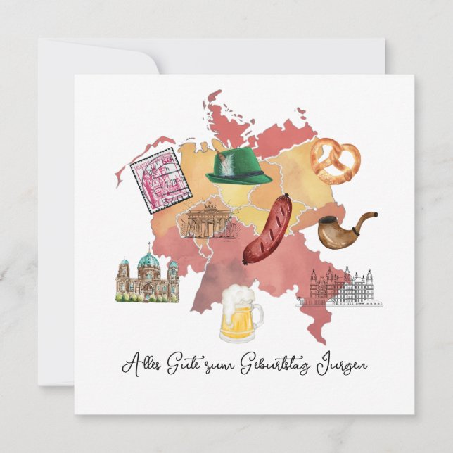 De Remerciements Carte d'anniversaire allemande joyeuse, Alles Gute (Devant)