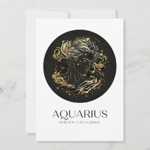 De Remerciements Carte d'anniversaire Aquarius Black & Gold Zodiac