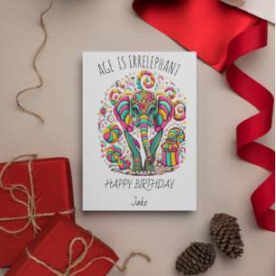 De Remerciements Carte d'anniversaire aux éléphants colorés pour un
