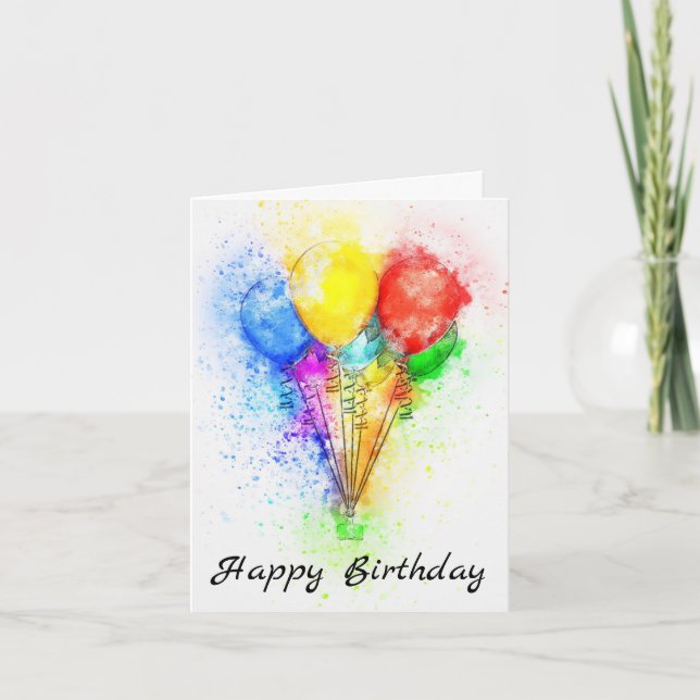 De Remerciements Carte d'anniversaire avec ballons (Devant)