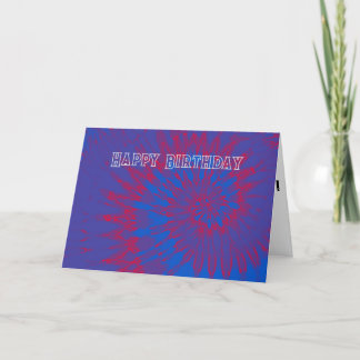De Remerciements Carte d'anniversaire Bleu et Rouge teint Joyeux