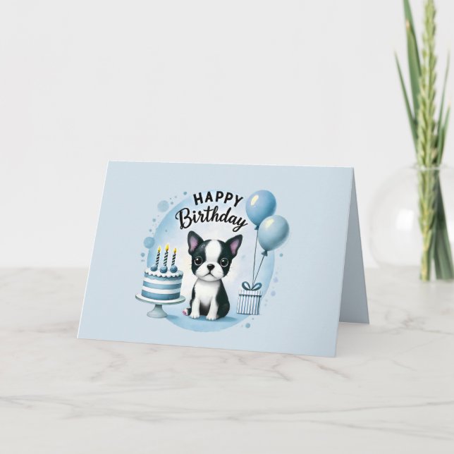 De Remerciements Carte d'anniversaire Boston Terrier - impression a (Devant)