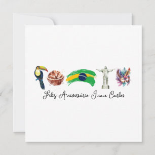 De Remerciements Carte d'anniversaire brésilienne heureuse, Feliz A